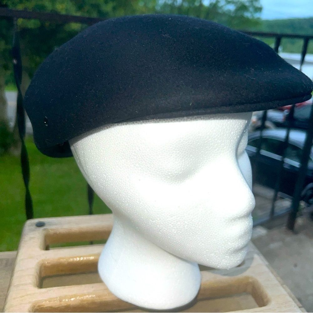 Royal Ascot Flat Cabbie Newsboy Black 100% Wool Hat Size Medium